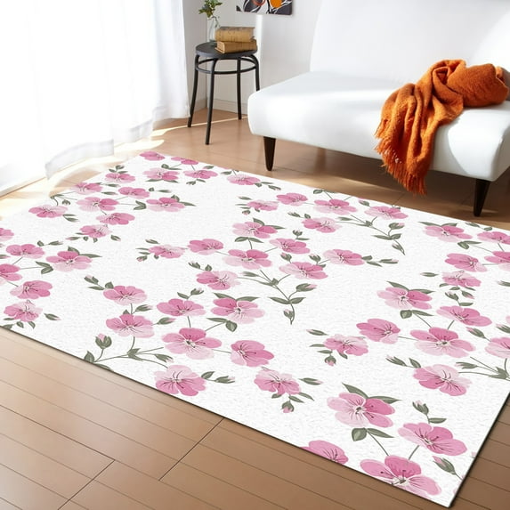 Coral velvet Herbal Plant Floral Texture Living Room Carpet Coffee Table Floor Mat Study Bedroom Bedside Home Decoration Large Rug Floor Mat