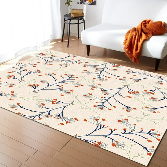 Coral velvet Herbal Plant Floral Texture Living Room Carpet Coffee Table Floor Mat Study Bedroom Bedside Home Decoration Large Rug Floor Mat