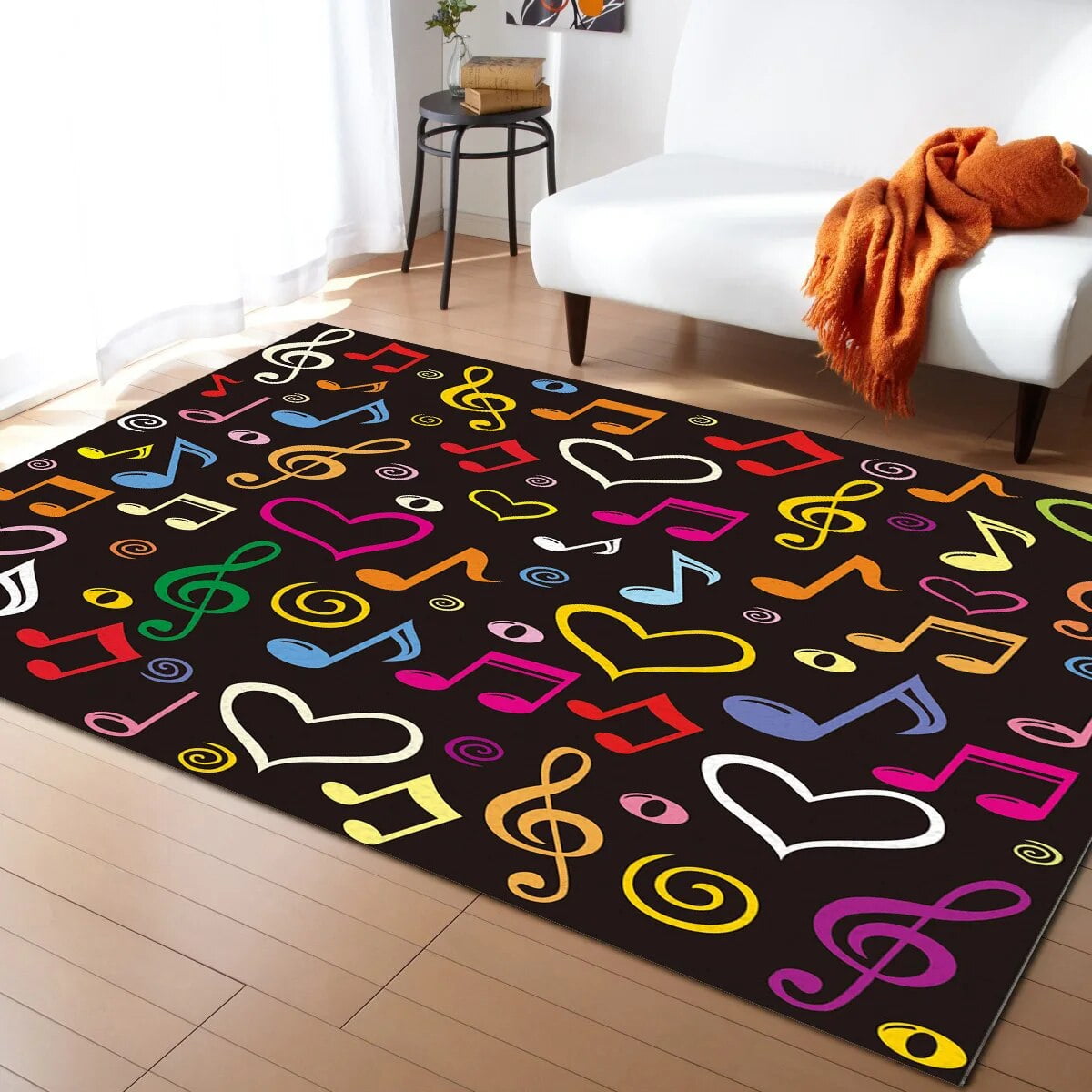 Coral velvet Illustration Music Note Color Carpets for Bed Room Modern ...