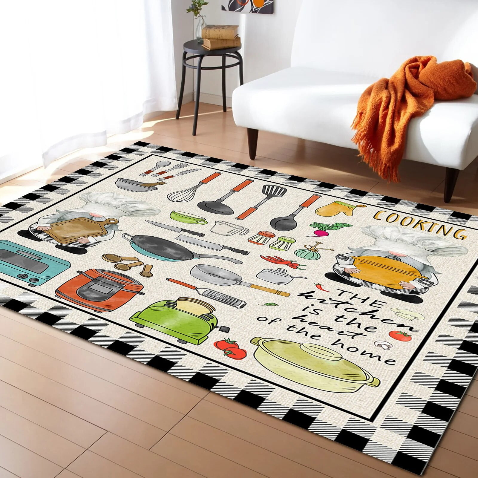 Coral velvet Kitchen Cooking Chef Gnome Living Room Carpet Coffee Table Floor Mat Study Bedroom ...