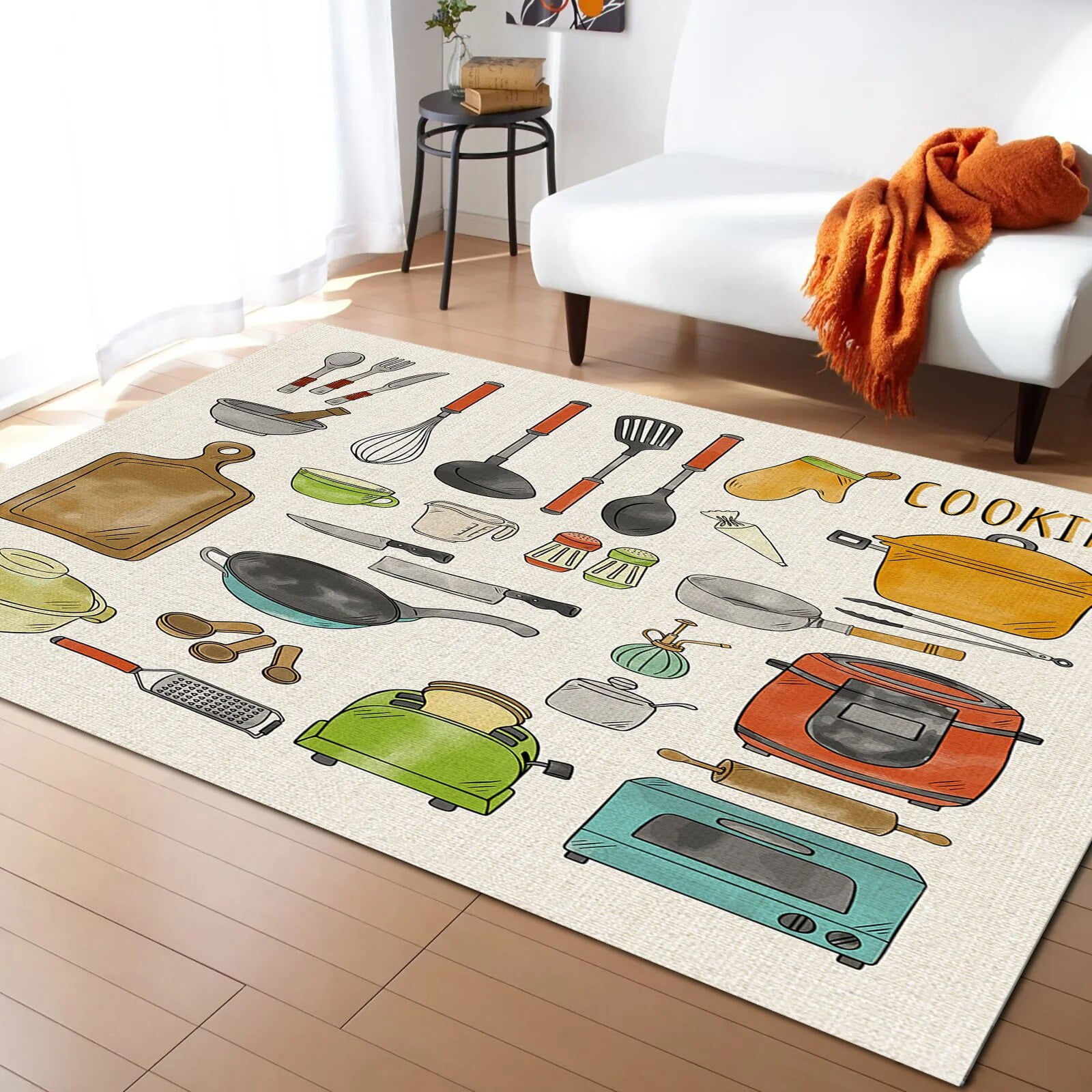 Coral velvet Kitchen Cooking Living Room Carpet Coffee Table Floor Mat ...