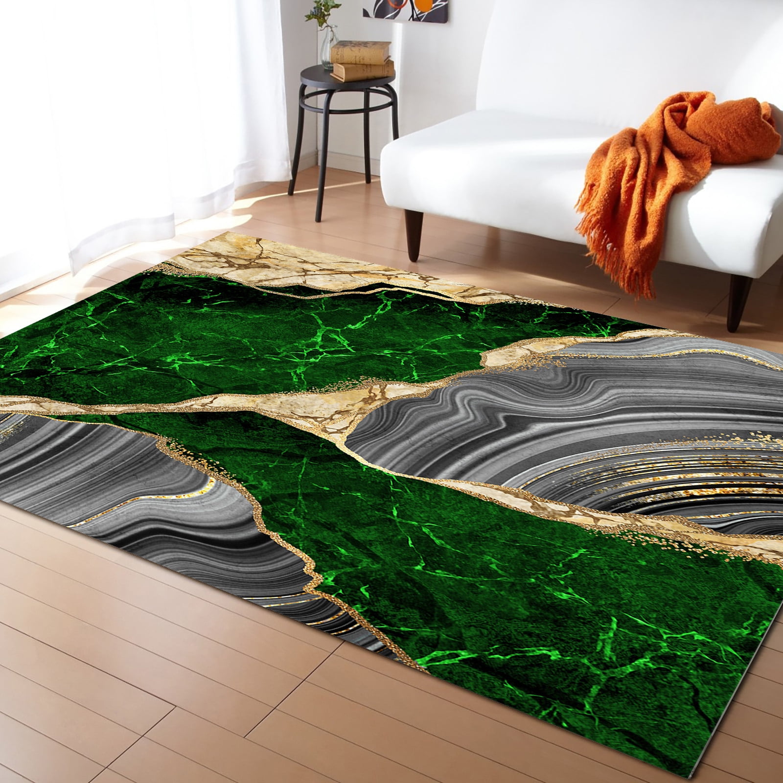 Coral velvet Marble Honeycomb Texture Aqua Green Carpet Area Rug ...