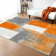 thumbnail image 1 of Coral velvet Oil Painting Geometric Orange Carpet Area Rug Children's Room Living Room Bedroom Large Rug Home Play Decoration Floor Mat, 1 of 5