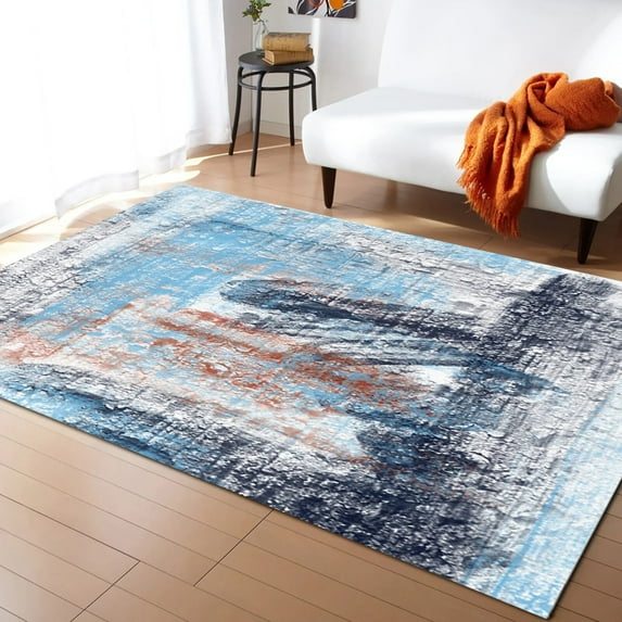 Coral velvet Oil Painting Geometric Yellow Carpet Area Rug Children's Room Living Room Bedroom Large Rug Home Play Decoration Floor Mat