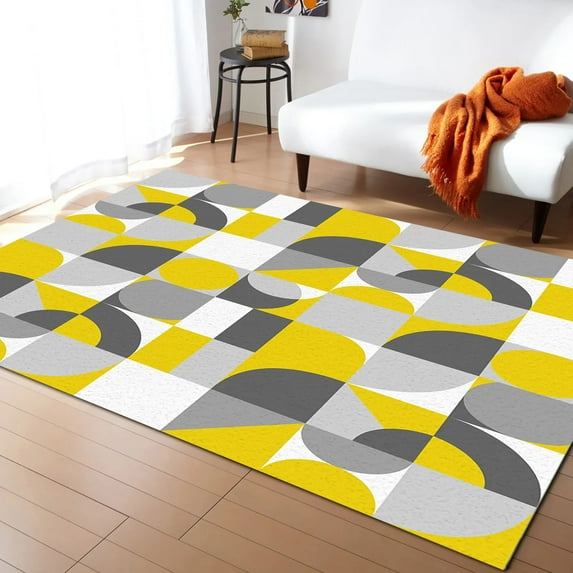 Coral velvet Retro Nordic Geometric Abstract Orange Carpet Area Rug Children's Room Living Room Bedroom Home Play Decoration Large Floor Mat