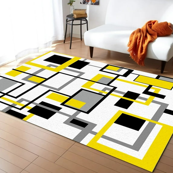Coral velvet Retro Nordic Geometric Abstract Orange Carpet Area Rug Children's Room Living Room Bedroom Home Play Decoration Large Floor Mat