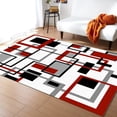 thumbnail image 1 of Coral velvet Retro Nordic Geometric Abstract Orange Carpet Area Rug Children's Room Living Room Bedroom Home Play Decoration Large Floor Mat, 1 of 5