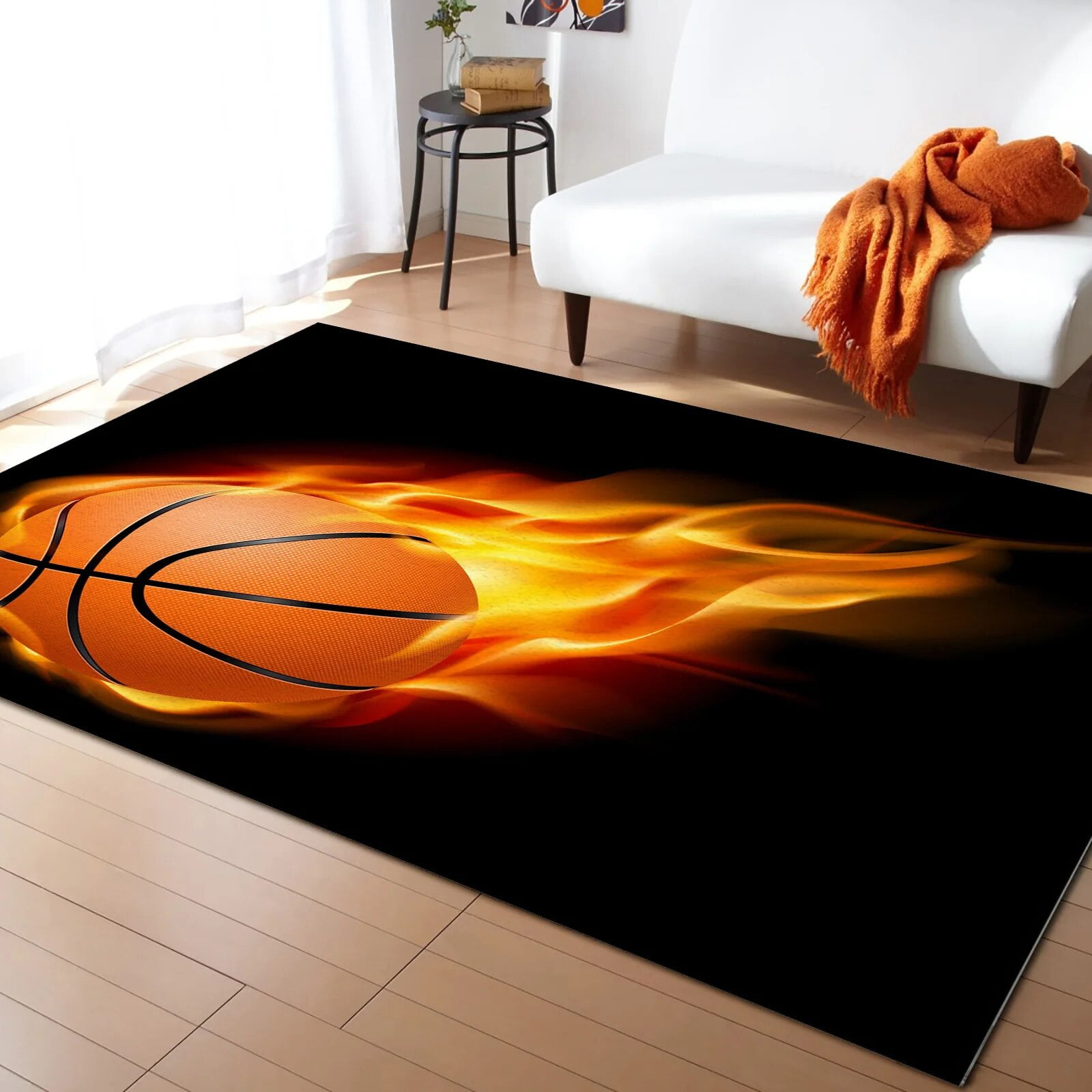Coral velvet Soccer Balls Football Design Carpets for Living Room Large ...