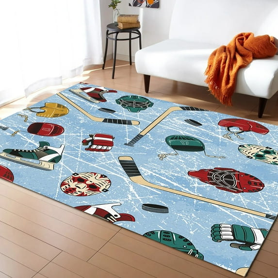 Coral velvet Sport Hockey Stadium Retro Carpets for Living Room Household Bedside Rug Sofa and Coffee Table Blanket Office Floor Mat