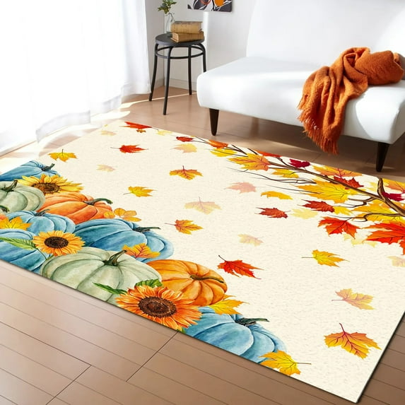 Coral velvet Thanksgiving Autumn Fallen Maple Leaves Living Room Floor Mat Study Bedroom Bedside Home Decoration Large Rug Floor Mat