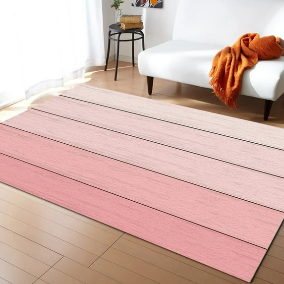 Coral velvet Wood Grain Light Pink Gradient Carpet Area Rug Children's Room Living Room Bedroom Large Rug Home Play Decoration Floor Mat