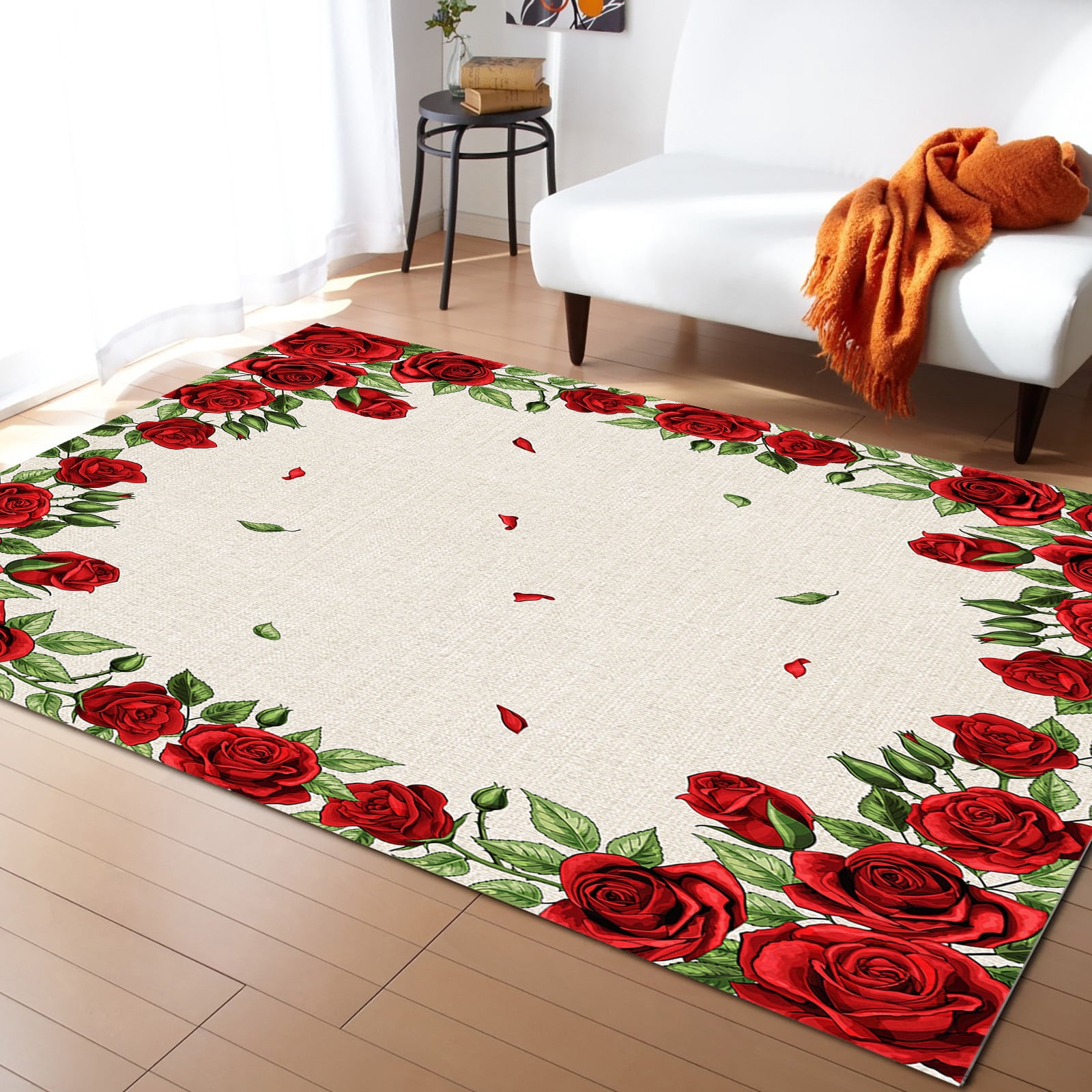 Photo inspiration: Picture Idea: Coral Velvet Tic Retro Pink Rose Living Room Floor Mat