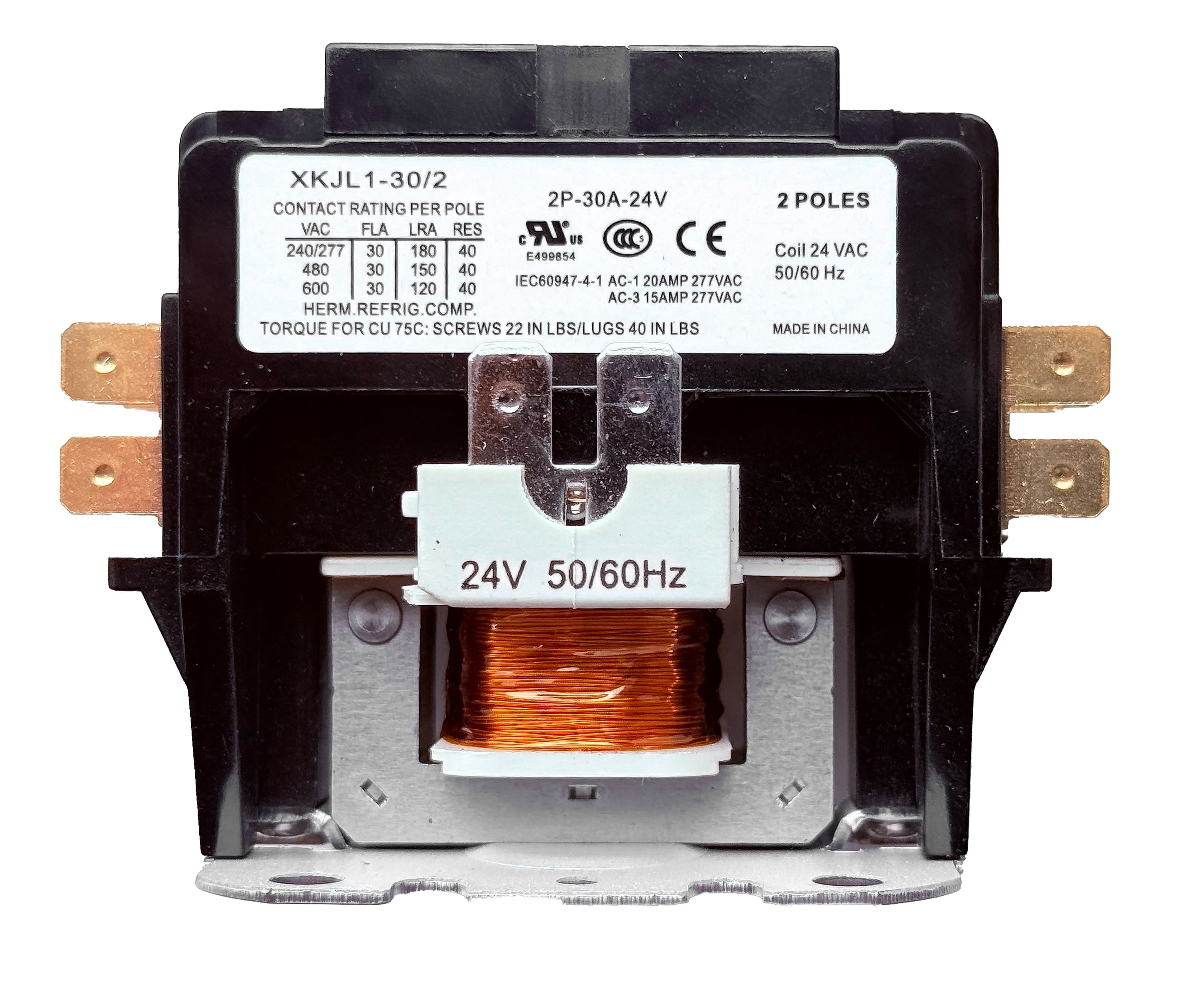 Coralvolt 30 Amp 2-Pole Definite Purpose HVAC Contactor, 24V Coil ...