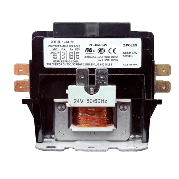 CORALVOLT 2-Pole 40A Definite Purpose Contactor 24V Coil