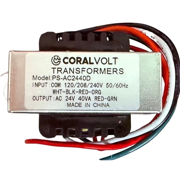 CoralVolt 24V 40VA HVAC Control Transformer Furnace AC Replacement Multi-Tap 120/208/240V | UL Listed