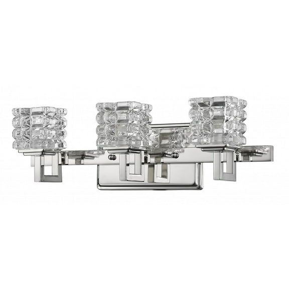 Coralie 3-Light Polished Nickel Sconce With Pressed Crystal Shades