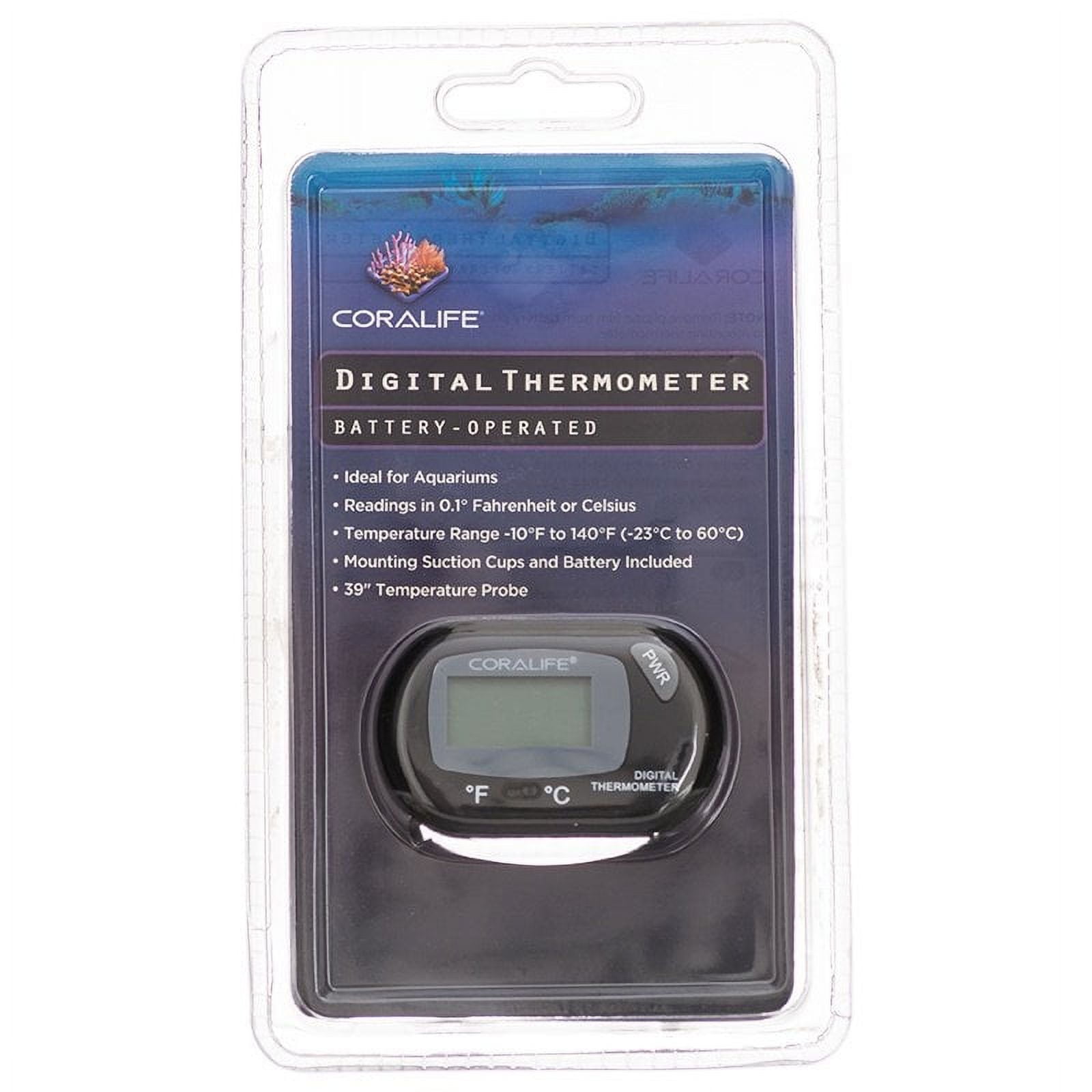 Coralife Battery-Operated Digital Thermometer for Aquariums and Terrariums [Aquarium Thermometers, Reptile Thermometers, Reptile Supplies] 4 count