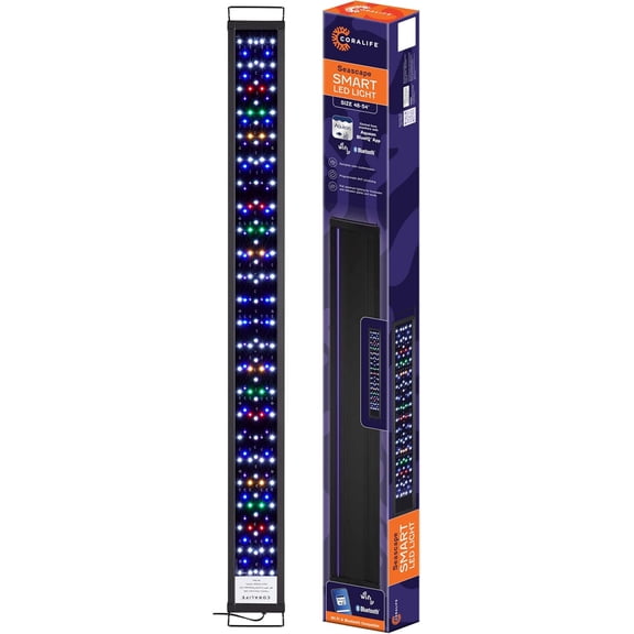Coralife Fish Tank Aquarium Seascape WiFi/Bluetooth Smart LED Light Fixture, 48-54"