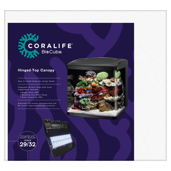 Coralife LED Biocube Hinge-Top Canopy,  Replacement Canopy, Upgrade Fluorescent Aquariums into LED