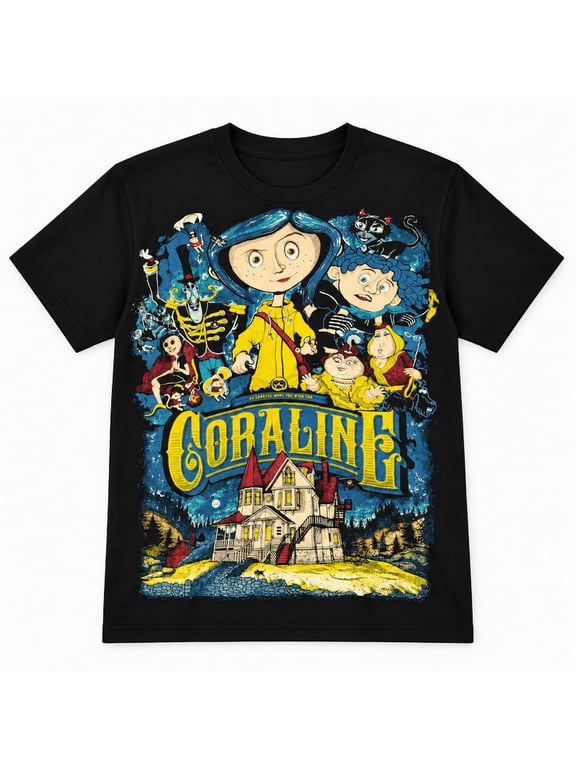 Coralin.e T-Shirt, Coralin.e Halloween Cartoon Graphic Shirt, Dark Fantasy Movie Lover Shirt