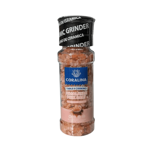 Coralina Himalayan Pink Salt Gourmet & Natural Flavor, Pure Origin, Vibrant Color. Perfect for Cooking & Finishing. Refillable Ceramic Grinder. Gluten-Free.