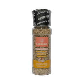 Coralina Seasoned Sea Salt All-Purpose Blend with Parsley, Onion and Garlic. Enhances Meats, Poultry and Veggies. No Artificial Preservatives. Refillable Ceramic Grinder