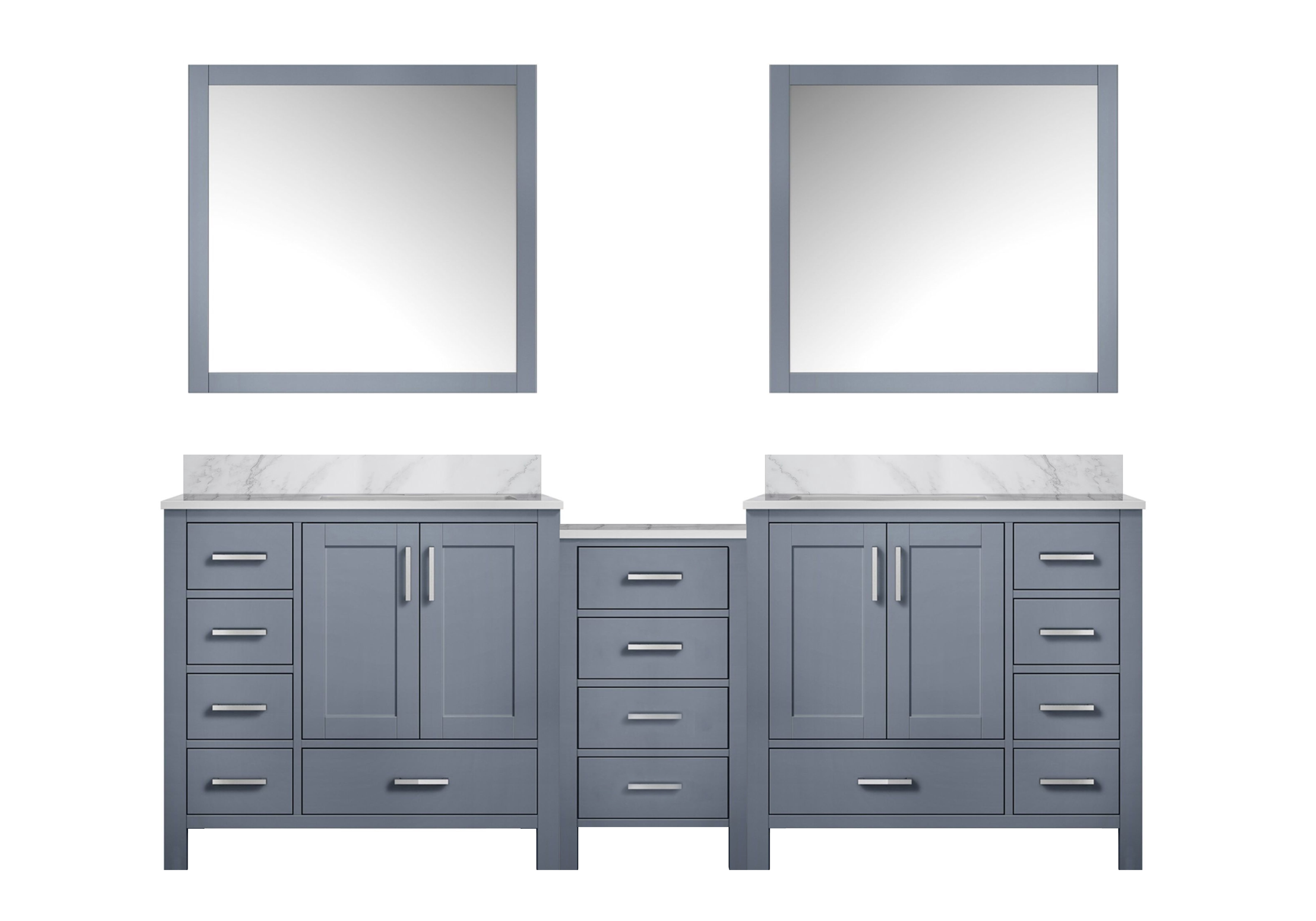 Coraline 92 in W Dark Grey Double Bath Vanity, Carrara Marble Top, and ...