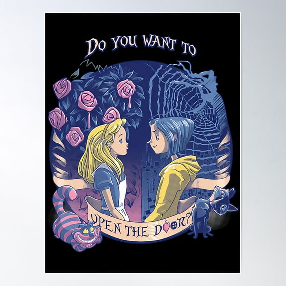 Coraline & Alice "Open The Door" Poster Wall Art, Modern Wall Decor For Living Room Bedroom, 8x12 UNFRAMED