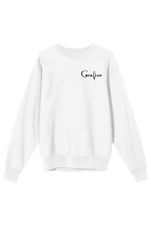 Coraline All Will Be Swell Crew Neck Long Sleeve White Adult Sweatshirt
-Large