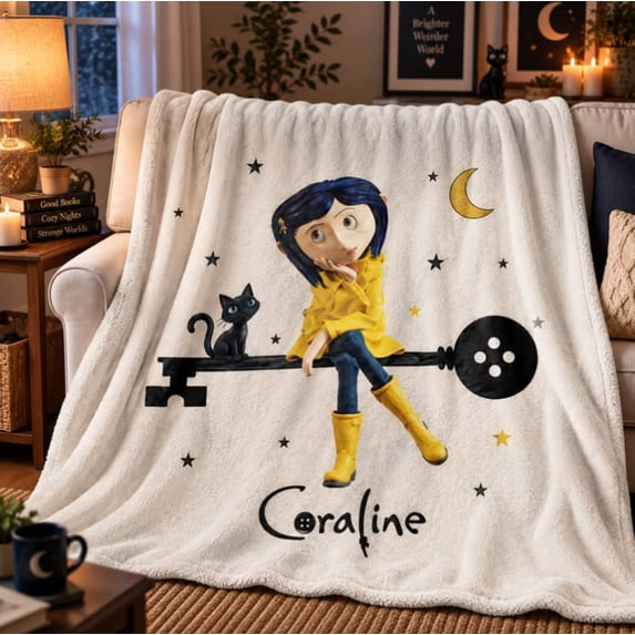 Travel Rug Coraline Animated Movie Living Room Travel Flannel Fleece Throw Blanket ...