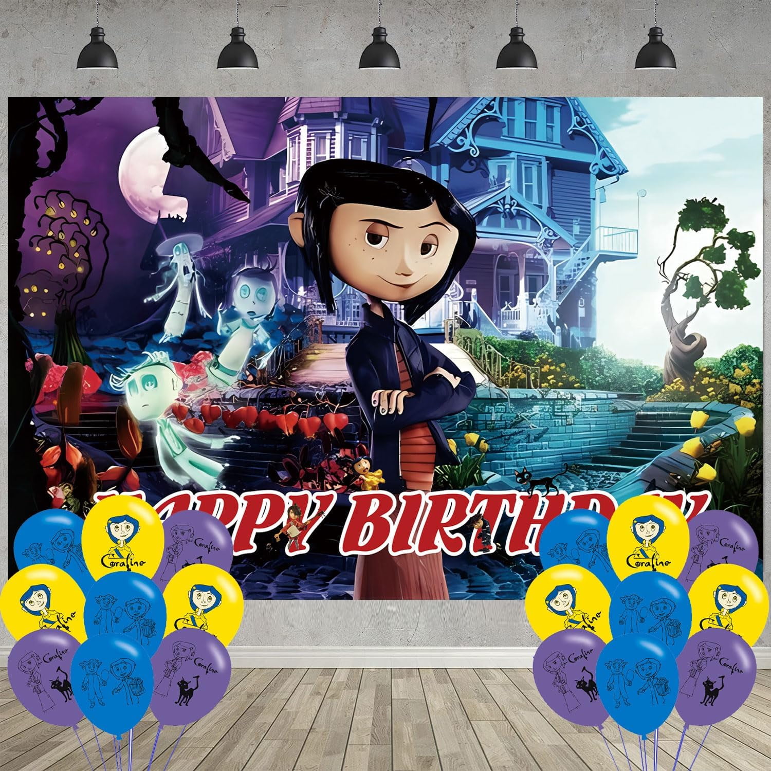 Coraline Birthday Party Decoration,Coraline Party Photo Background 5 x