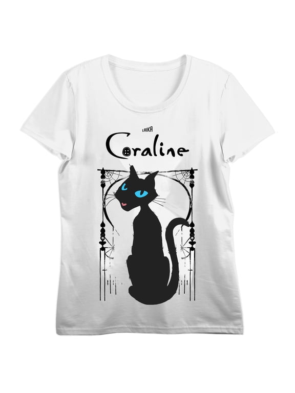 Coraline Cat Logo Graphic Tee for Women Fandom-XXL