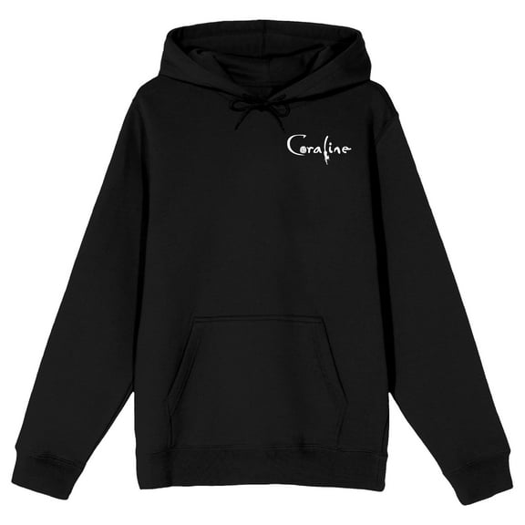 Coraline Cat Secret Door Long Sleeve Adult Black Hooded Sweatshirt-Medium