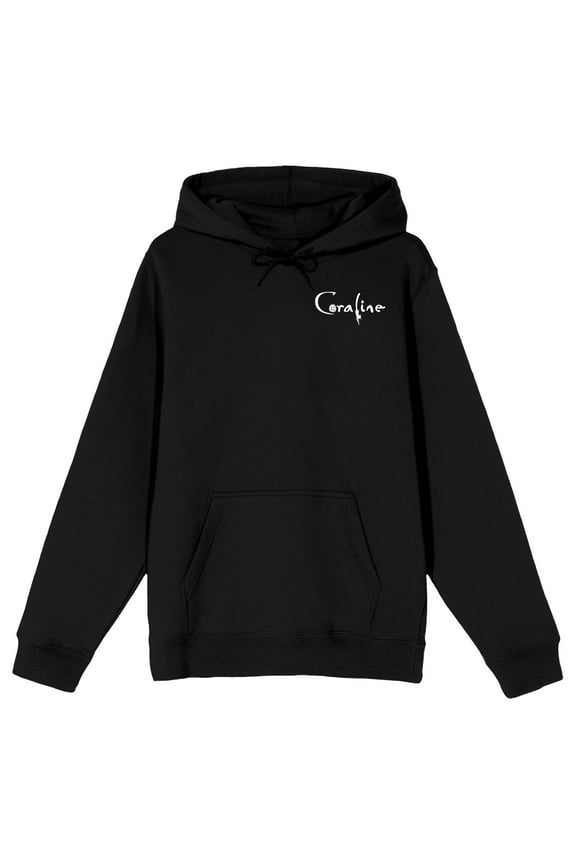 Coraline Cat Secret Door Long Sleeve Adult Black Hooded Sweatshirt-Small