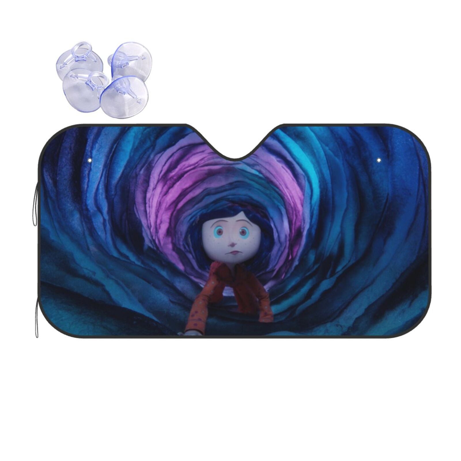 Coraline Character Film Foldable Car Windshield Sunshade Automotive Front Window Sun Shade Visor