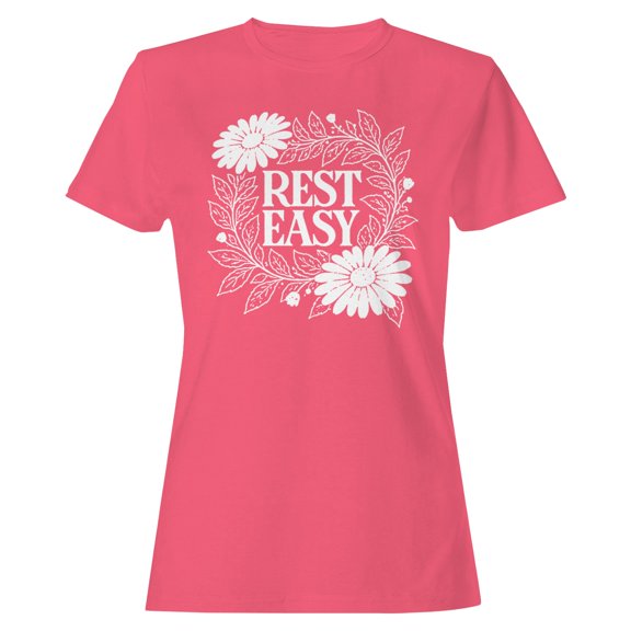 Rest Easy Floral Faith Art Women's Coral Silk T-shirt