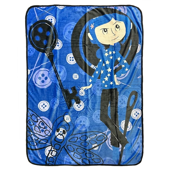Coraline Fleece Blanket Allover Button Design Plush Lap Throw 46" x 60"