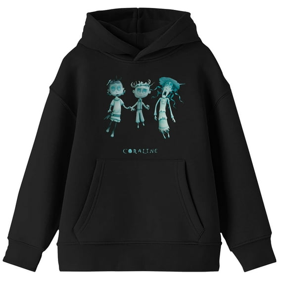 Coraline Girls Black Long Sleeve Hooded Sweatshirt - Medium