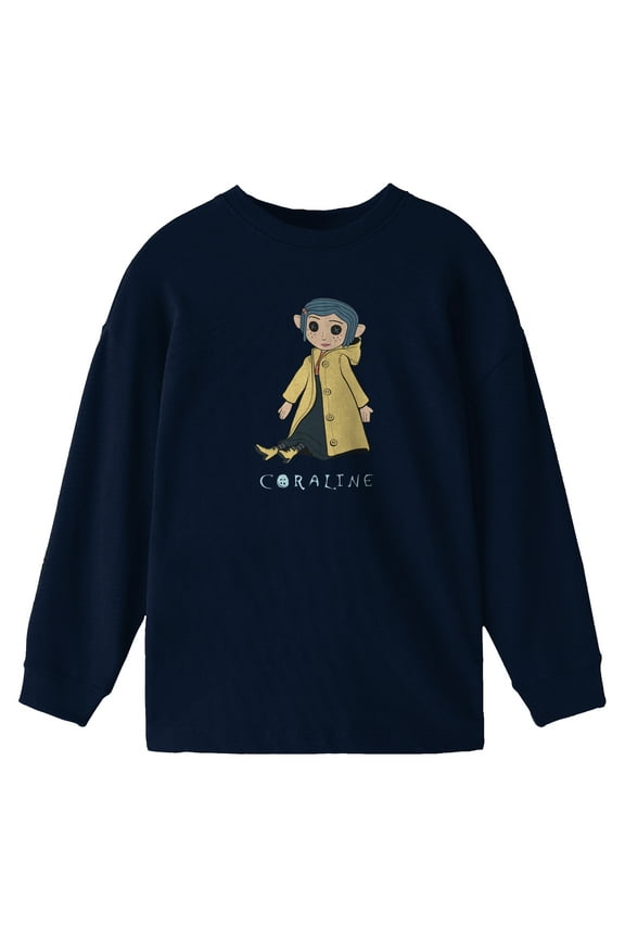 Coraline Girls Navy Crew Neck Long Sleeve Sweatshirt - Small