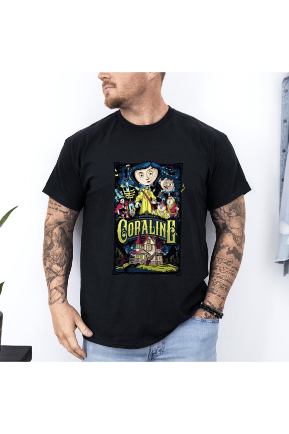 Coraline Inspired Button Eye Fantasy Design T-shirt