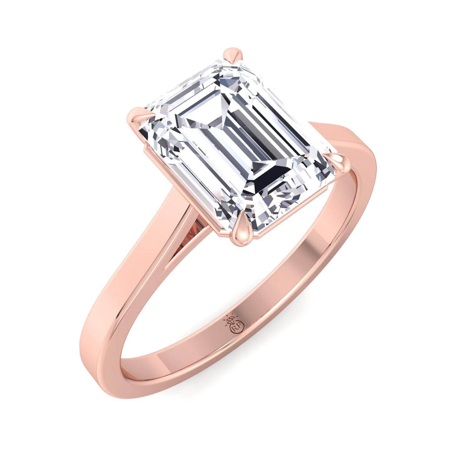 Coraline - Moissanite Emerald Cut Lab Diamond Solitaire Engagement Ring ...