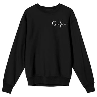 Coraline Some Things Are Not As They Seem Crew Neck Long Sleeve Black Adult Sweatshirt-Small