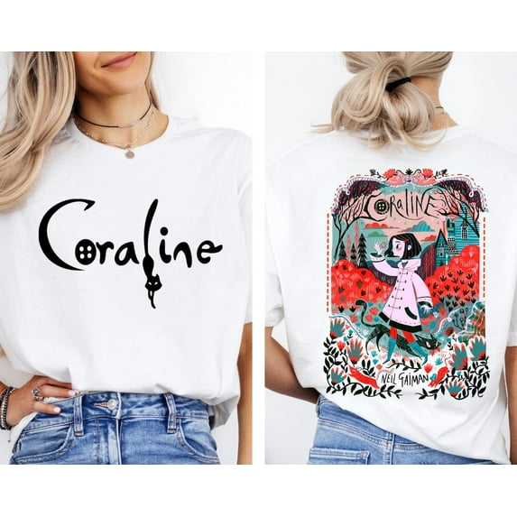 Coraline Spooky Movie Halloween Double Sided T-shirt, Spooky Coraline Doll Shirt, yyy Color, Size S