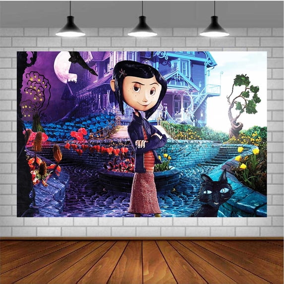 Coraline Themed Birthday Backdrop Banner - Hanging Wall Decor Tapestry for Party Celebrations