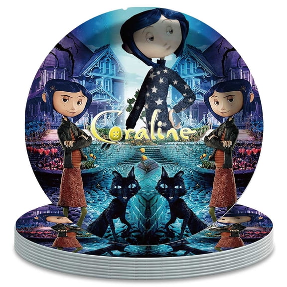 Coraline Themed Birthday Disposable Tableware - 7 Inch Paper Plates Party Supply Decorations