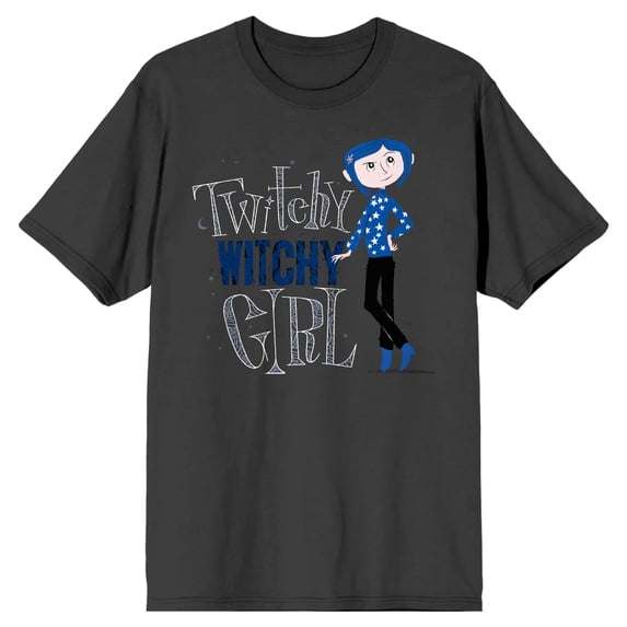 Coraline Twisty Witchy Girl Crew Neck Short Sleeve Men's Charcoal T-shirt-Medium
