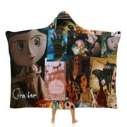 Coraline Two World Soft Wearable Blanket Hoodie Hooded Blanket Warm Decor Gift For Kids Adult For Sofa Bed Office