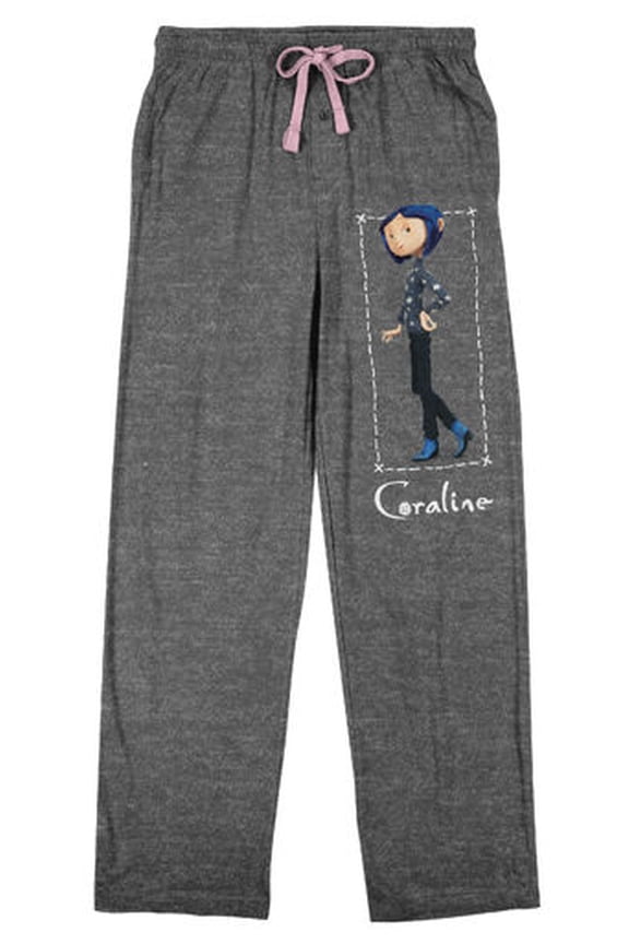 Coraline Walking Character Women's Gray Heather Sleep Pajama Pants-XS