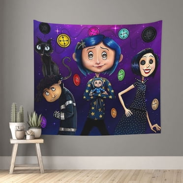Coraline Wall Tapestry Anime Poster For Bedroom Aesthetics Funny Room Decor Flag Wall Hanging For Teen Girls Men Dorm Living Room 29x37in