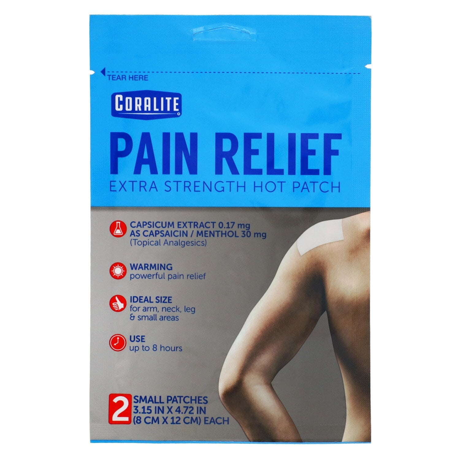 Coralite Pain Relief Extra Strength Hot Patches, 2ct 1Pack
